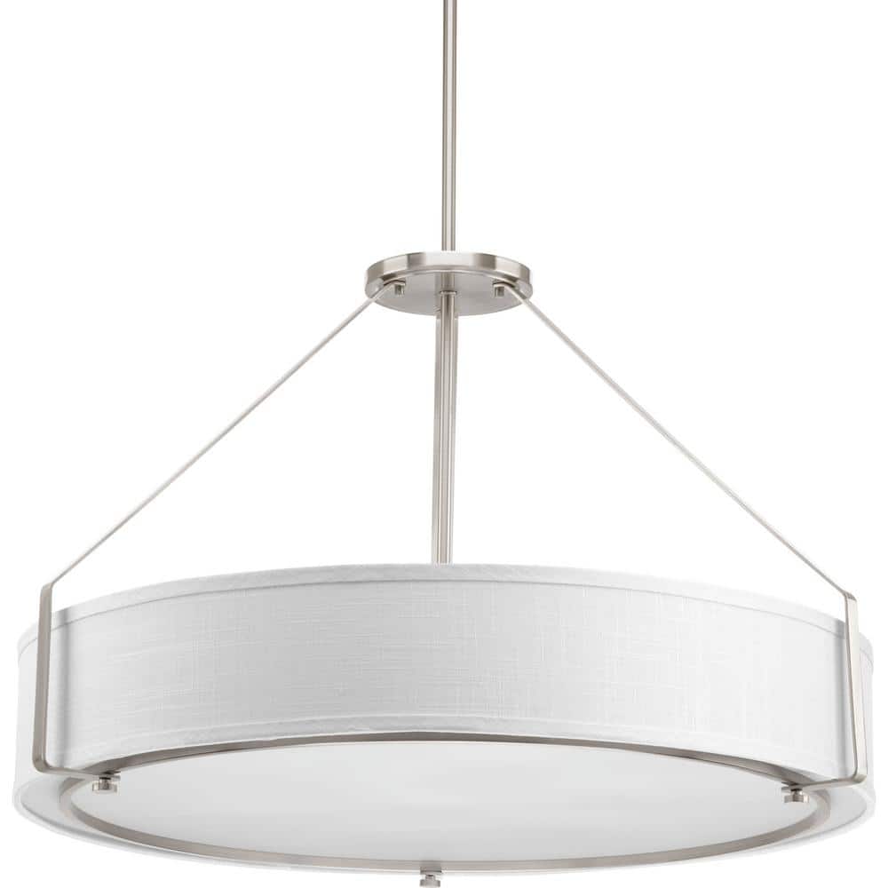 Brushed Nickel 6-Light Drum Pendant with Glass Diffuser
