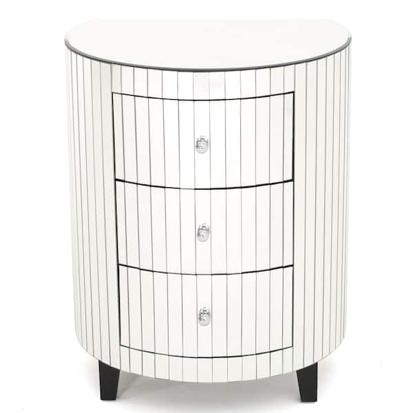 Noble House Kieran 3-Drawer Mirrored Accent Chest