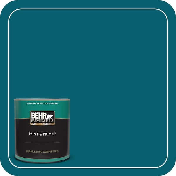 BEHR PREMIUM PLUS 1 qt. #T16-04 Galapagos Semi-Gloss Enamel Exterior Paint & Primer