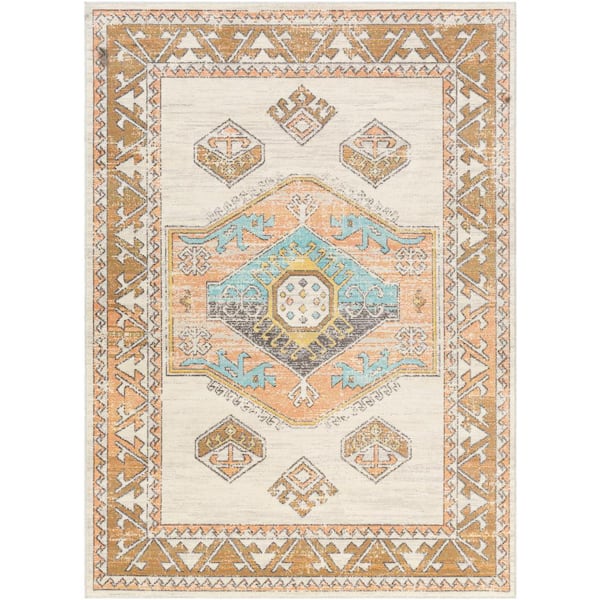 Livabliss Maneli Camel 7 ft. 10 in. x 10 ft. Medallion Indoor/Outdoor Patio Area Rug