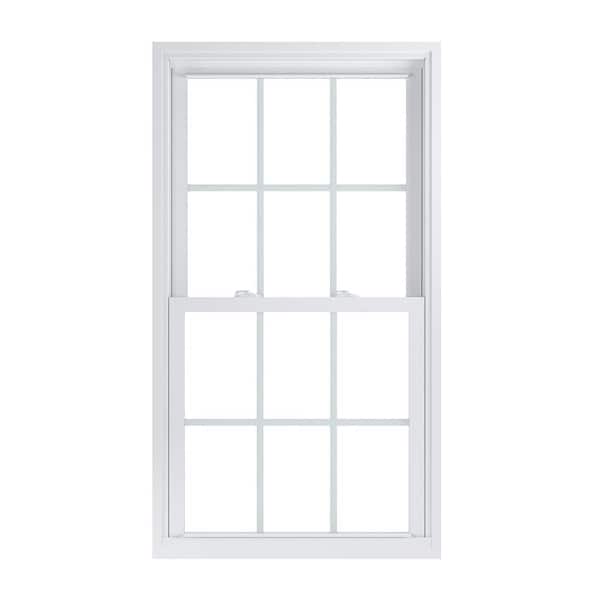 American Craftsman 29.75 in. x 53.25 in. 70 Pro Series White Double Hung Low-E2 Argon PS Glass Vinyl Repl Window with Grids, Screen Incl