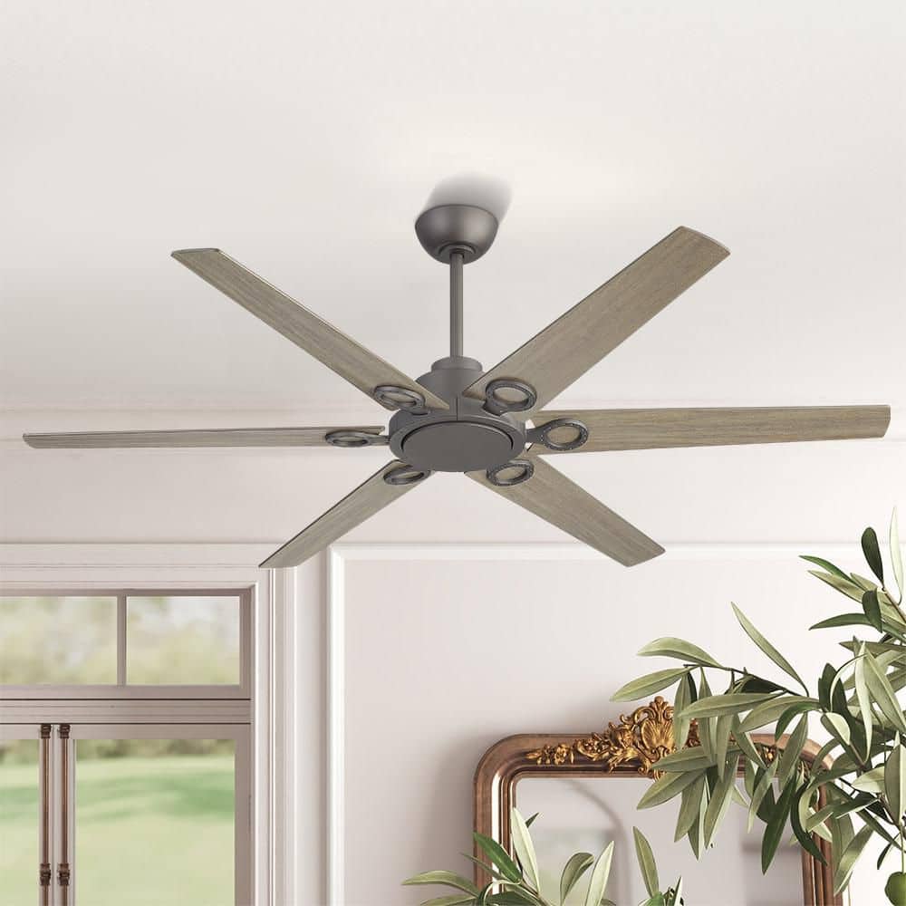 64 in. 6 Playwood Charcoal Grey Blades Dc Motor Indoor Downrod Gray Standard Ceiling Fan With Remote price history on PriceWatchPro