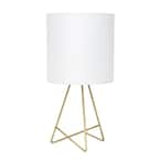 Simple Designs 13.5 In. Gold Down To The Wire Table Lamp With White ...