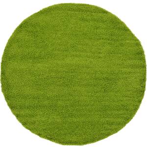 Solid Shag Grass Green 8 ft. Round Area Rug