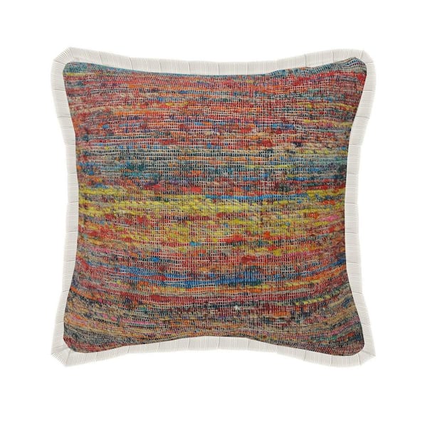 Unbranded Lucia Bohemian Multicolored Abstract Fringe Poly-fill 20 in. x 20 in. Indoor Throw Pillow