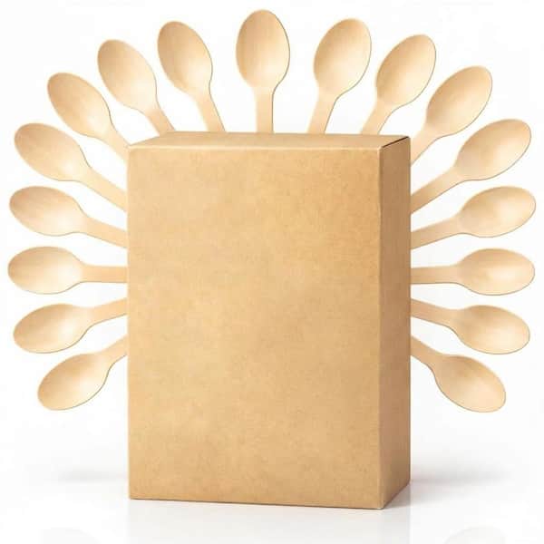 500 Pack Natural Finish Disposable Wooden Spoons Eco Friendly Biodegradable Compostable Cutlery for Parties