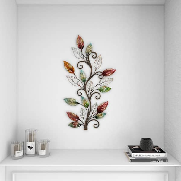 Litton Lane Metal Multi Colored Leaf Wall Decor 13412 - The Home Depot