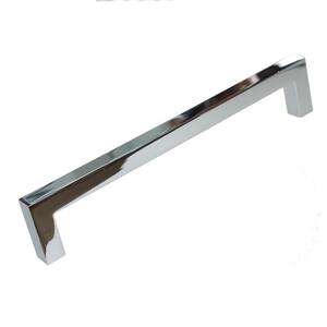 6-1/4 in. Center-to-Center Solid Square Slim Polished Chrome Cabinet Bar Pull (10-Pack)