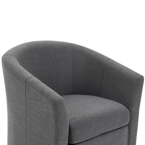 Uixe Gray Linen Upholstered360° Swivel Accent Barrel Chair With