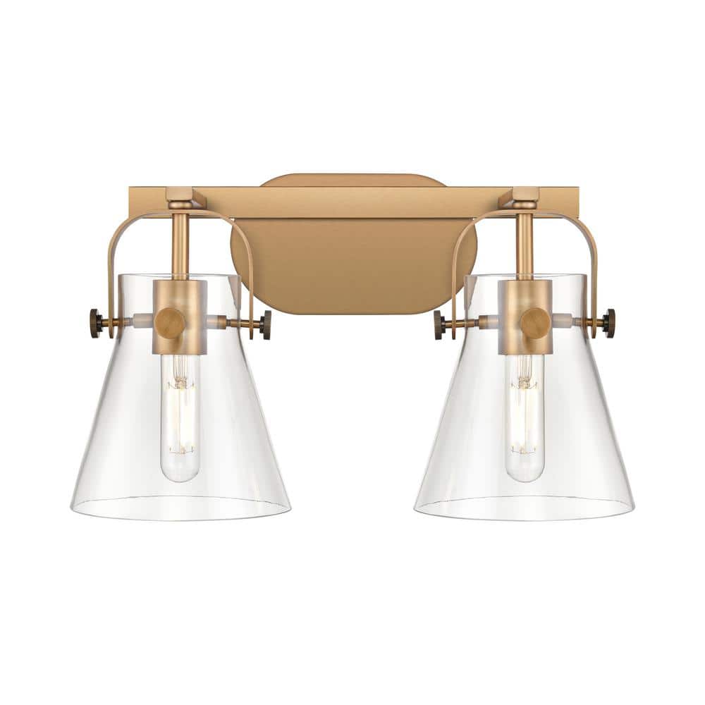 Pilaster II Cone 17 in. 2-Light Brushed Brass Vanity Light with Glass Shade price history on PriceWatchPro