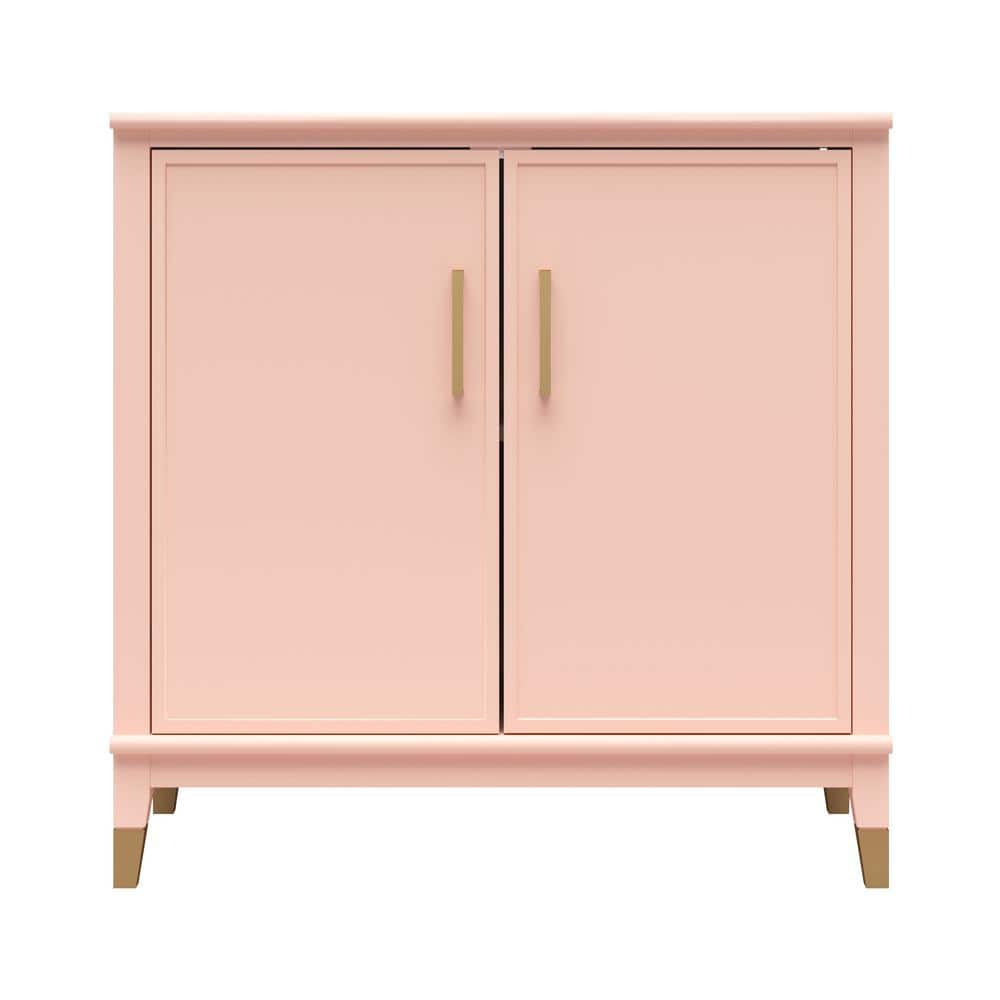 Pale Pink MDF 2-Door Accent Cabinet with Adjustable Shelving