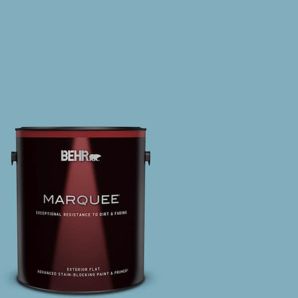BEHR MARQUEE 1 gal. #PMD-83 Porcelain Blue Flat Exterior Paint & Primer