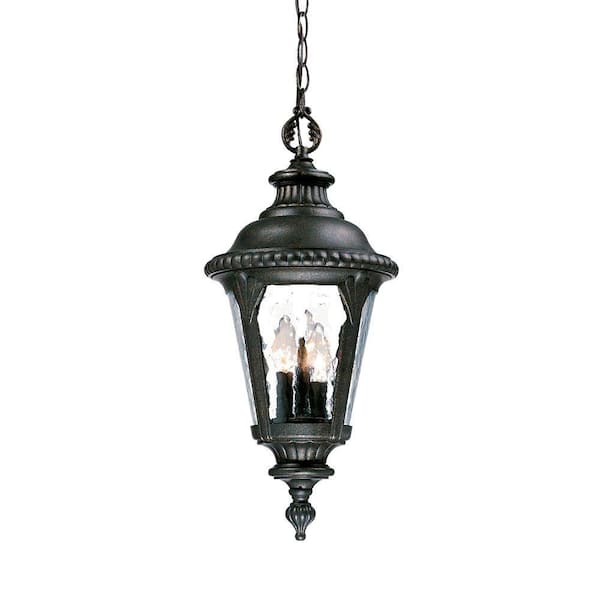 Acclaim Lighting Surrey Collection 3-Light Black Gold Outdoor Hanging Lantern Light Fixture