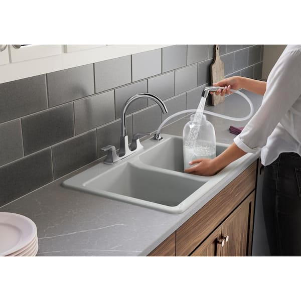 Rubicon 2-Handle Standard Kitchen Faucet with Sidespray in Polished Chrome