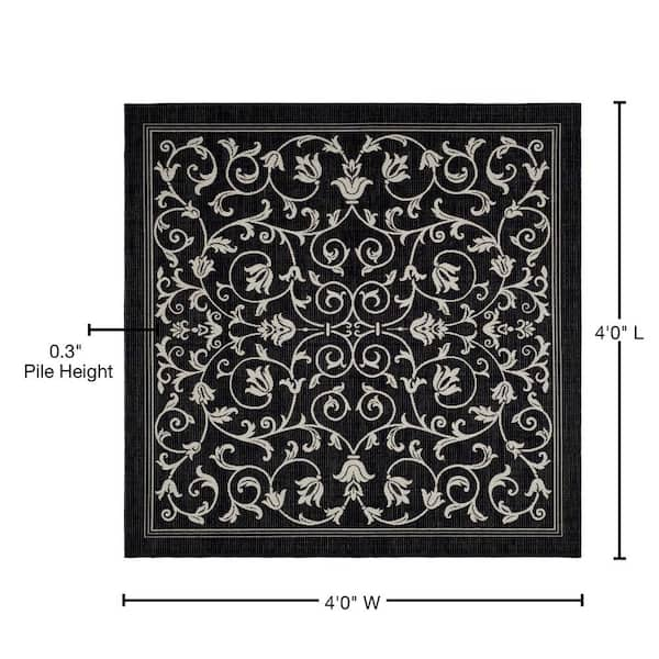 Safavieh Courtyard Quatrefoil Black/ Beige Indoor/ Outdoor Rug - Black - 2'  x 3'7 - Bed Bath & Beyond - 21209900