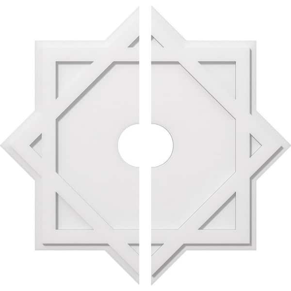 Ekena Millwork 1 in. P X 17-3/4 in. C X 32 in. OD X 5 in. ID Axel Architectural Grade PVC Contemporary Ceiling Medallion, Two Piece