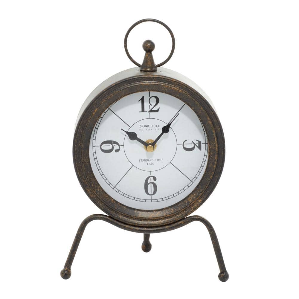 Brown Metal Standing Stopwatch Clock with White Face