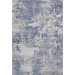 Mayfield Premium Machine Washable Abstract AMF2142 Denim 10 ft. x 14 ft. Area Rug