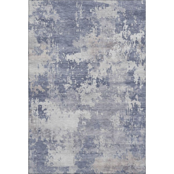 Mayfield Premium Machine Washable Abstract AMF2142 Denim 10 ft. x 14 ft. Area Rug