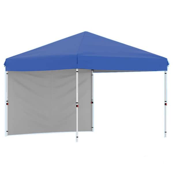 10 ft. x 10 ft. Instant Pop Up Canopy Tent Easy Setup Sun Shelter in Blue with Removable Sidewall & Adjustable Height