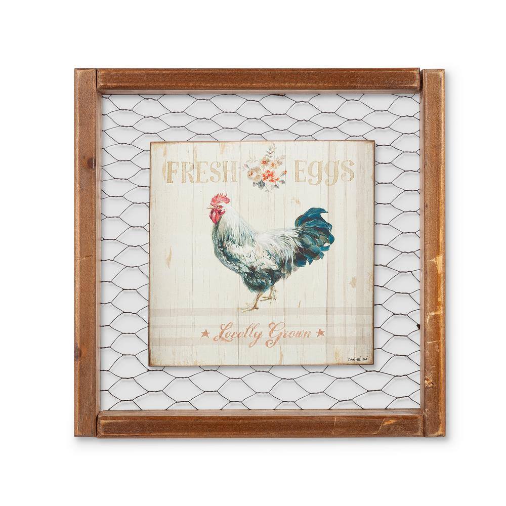 Rustic Farm Animal Wall Art Set with Natural Wood Frame