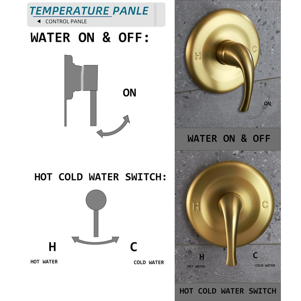 Goldtone High-Pressure Handheld Shower Faucet Set with Anti-Clog Nozzles