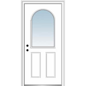 32 in. x 80 in. Classic Right-Hand Inswing 1/2-Lite Clear Glass Primed Steel Prehung Front Door on 4-9/16 in. Frame