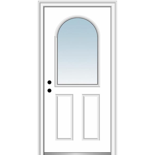 MMI Door 36 in. x 80 in. Classic Right-Hand Inswing 1/2-Lite Clear Glass Primed Steel Prehung Front Door on 4-9/16 in. Frame