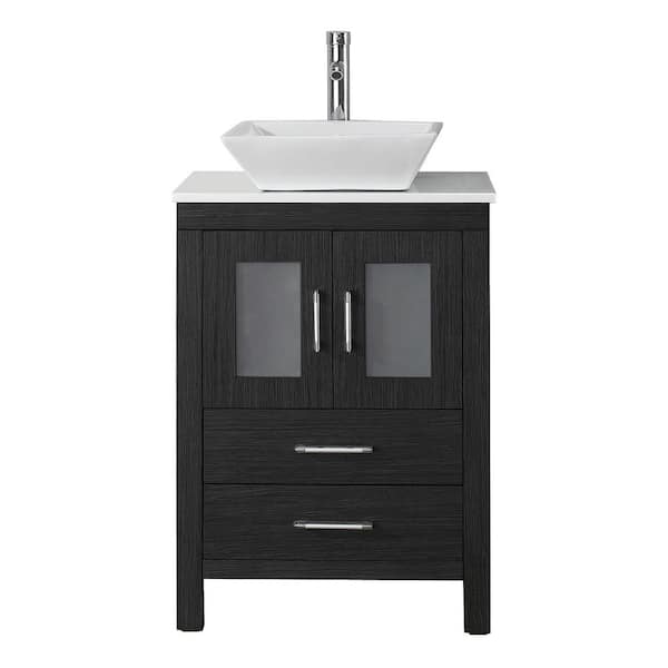 Virtu USA Dior 24 in. W x 18.25 in. D x 33.45 in. H Single Sink Bath Vanity in Zebra Gray with Stone Top