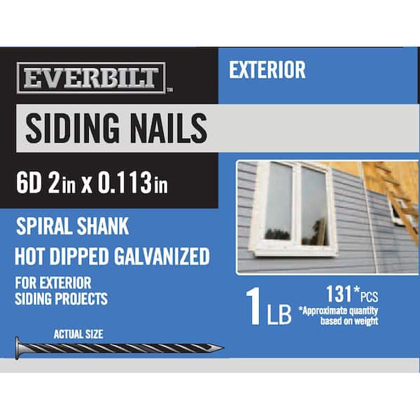 Everbilt 6D 2 in. Siding Nails Hot Dipped Galvanized 1 lb (Approximately 131 Pieces)