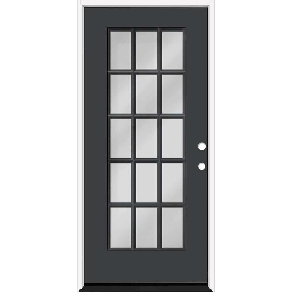 Reliant 36 in. x 80 in. FullLite 15L SDL Clear Glass LHIS Black Finish Fiberglass Prehung Front Door w/4-9/16 Jamb price history on PriceWatchPro