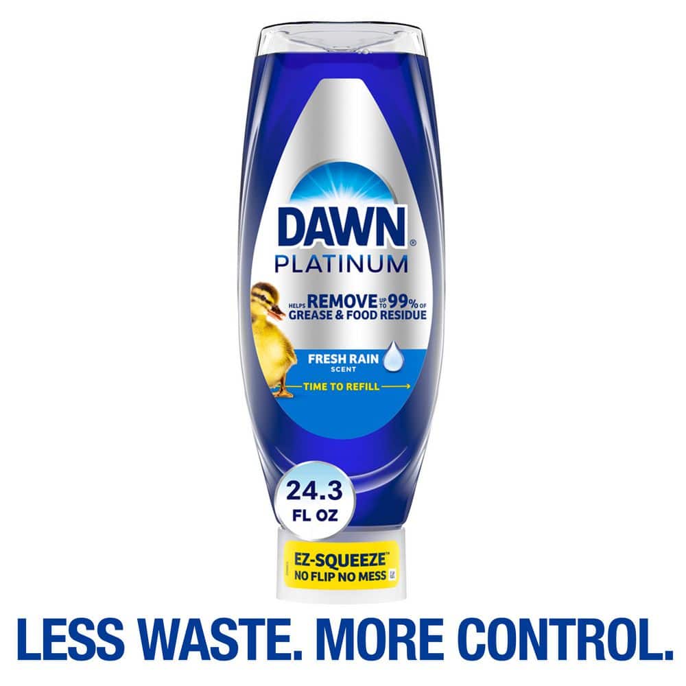 Dawn Platinum EZ-Squeeze 24.3 oz. Fresh Rain Scent Liquid Dish Soap for Grease Cleaning, Kitchen and Project Cleanup
