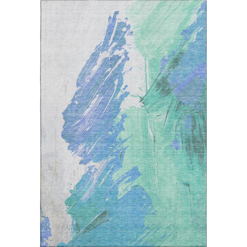 Mayfield Premium Machine Washable Abstract AMF1843 Seafoam 3 ft. x 5 ft. Area Rug price history on PriceWatchPro