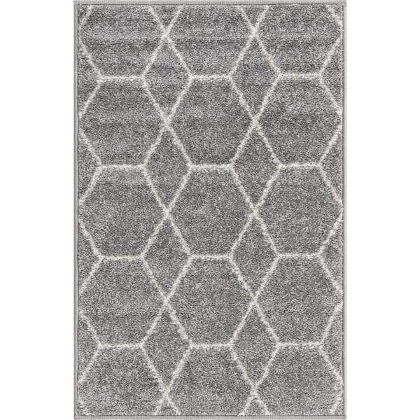 StyleWell Trellis Frieze Light Doormat 2 ft. x 3 ft. Geometric Area Rug