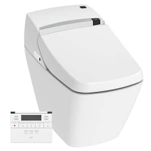 Stylement 1-Piece 1.12 GPF (for 35 PSI) Auto Dual Flush Tankless Square Smart Toilet Bidet in White, Heated Seat