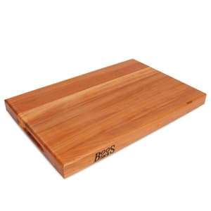 18 in. x 12 in. Rectangle Cherry Wood Reversible Cutting Board Block with Handles