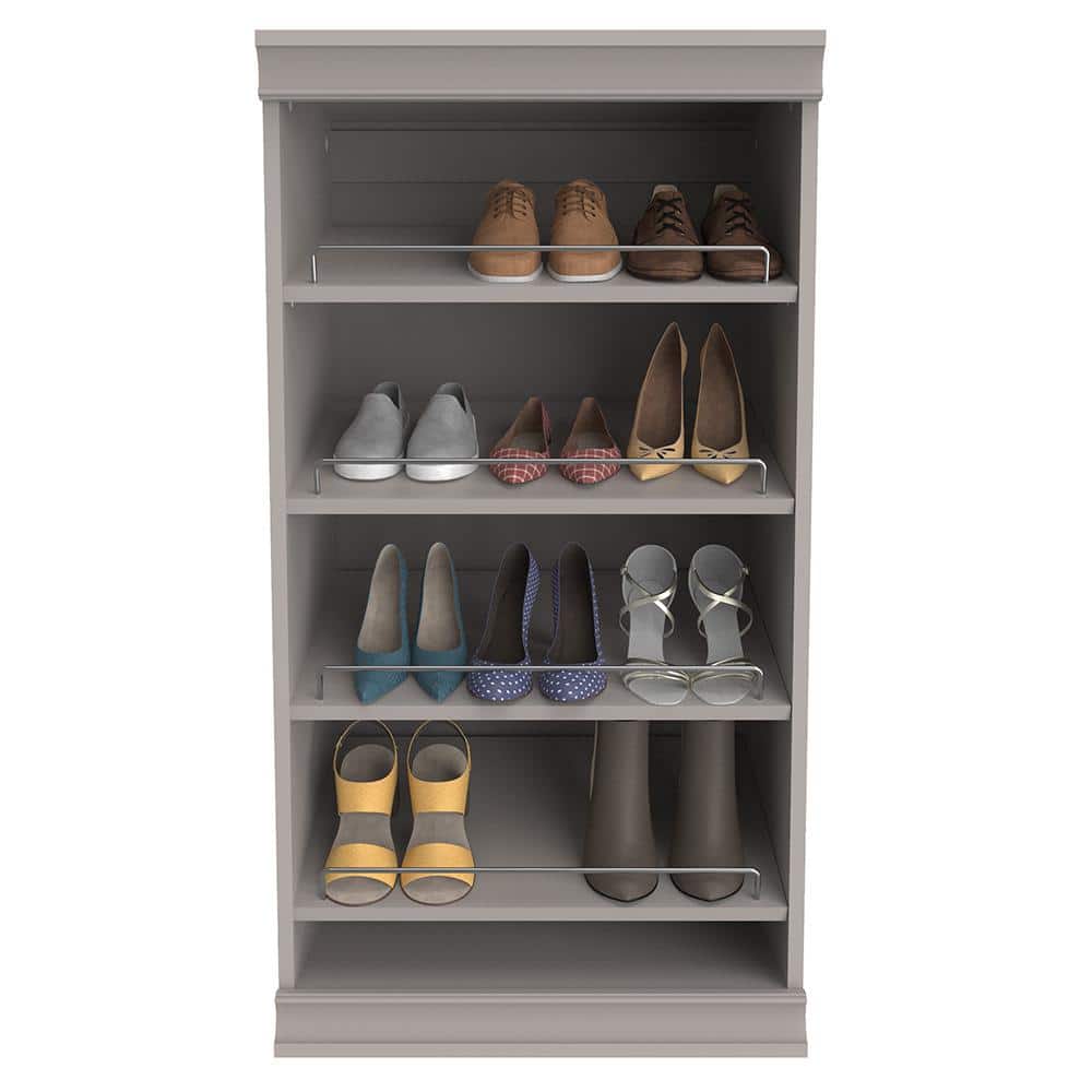 Taupe Modular Stackable Shoe Shelf with Metal Accents