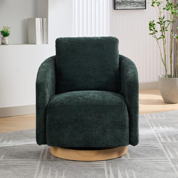 30.3 in. W Green Swivel Accent Chair and Comfy Round for Living Room