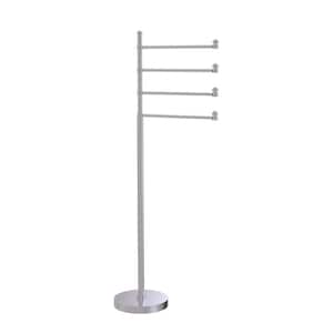 Allied Brass Floor Standing 49-in 4 Pivoting Swing Arm Towel Holder in Satin Chrome