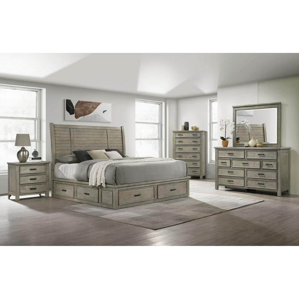 Picket House Furnishings Damen Grey 3-Drawer 30 in. W Nightstand