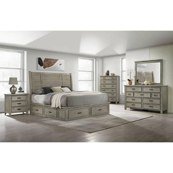 Damen Grey 3-Drawer 30 in. W Nightstand