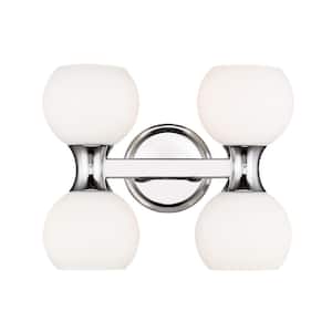 Artemis 6.5 in. 4 Light Chrome Vanity Light with Matte Opal Glass Shade with No Bulbs Included