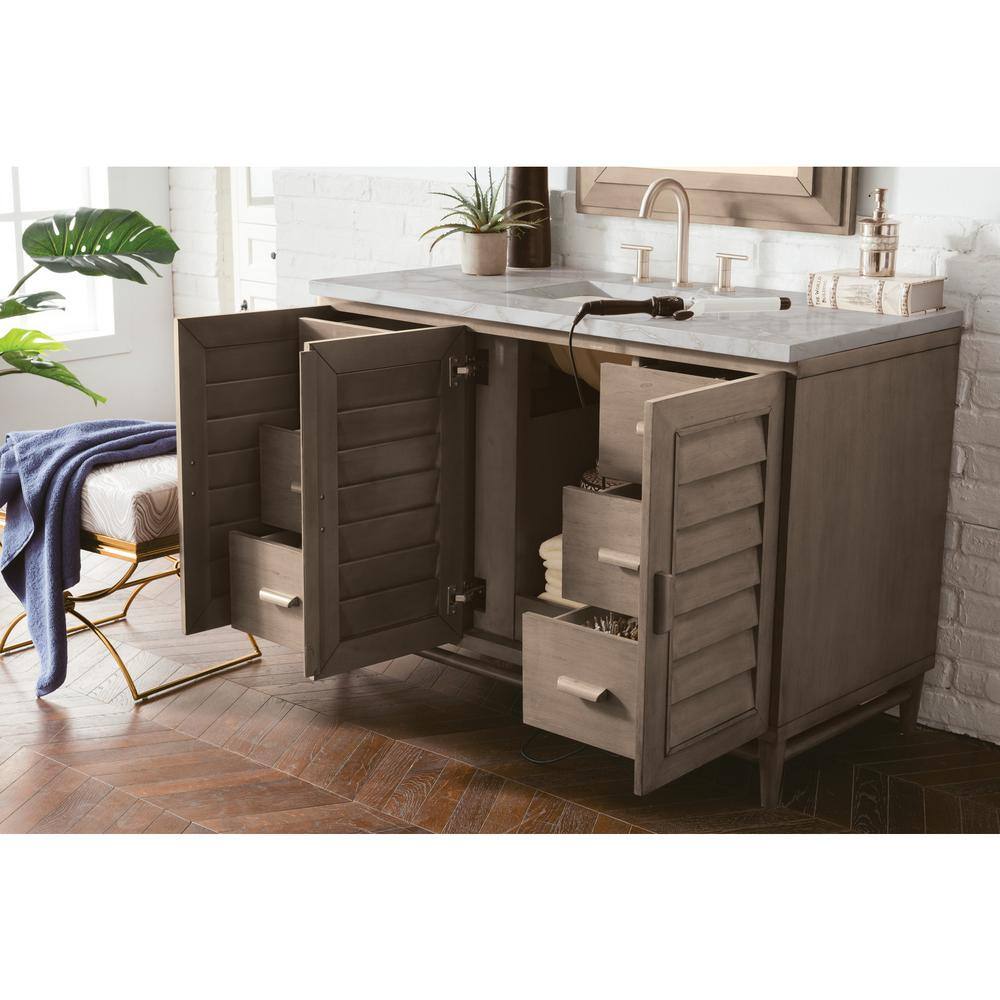 Portland 48" Whitewashed Walnut Single Vanity with Solid Wood Doors