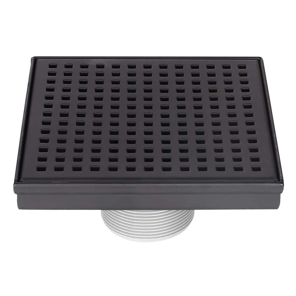 6 in. Stainless Steel Square Shower Drain with Modern Square Pattern Drain Cover in Matte Black price history on PriceWatchPro