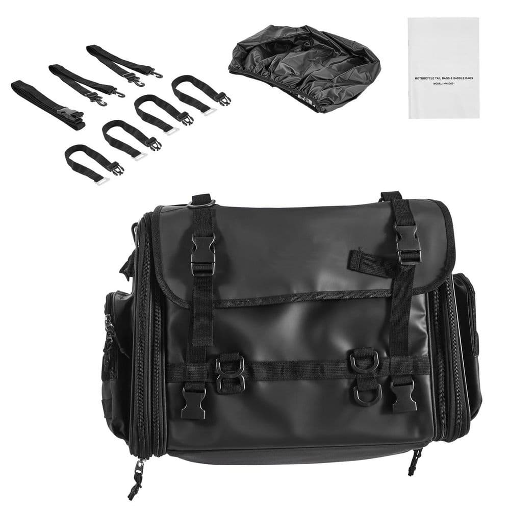 VEVOR Motorcycle Tail Bag, 40-60 L Expandable Motorcycle Rear Seat