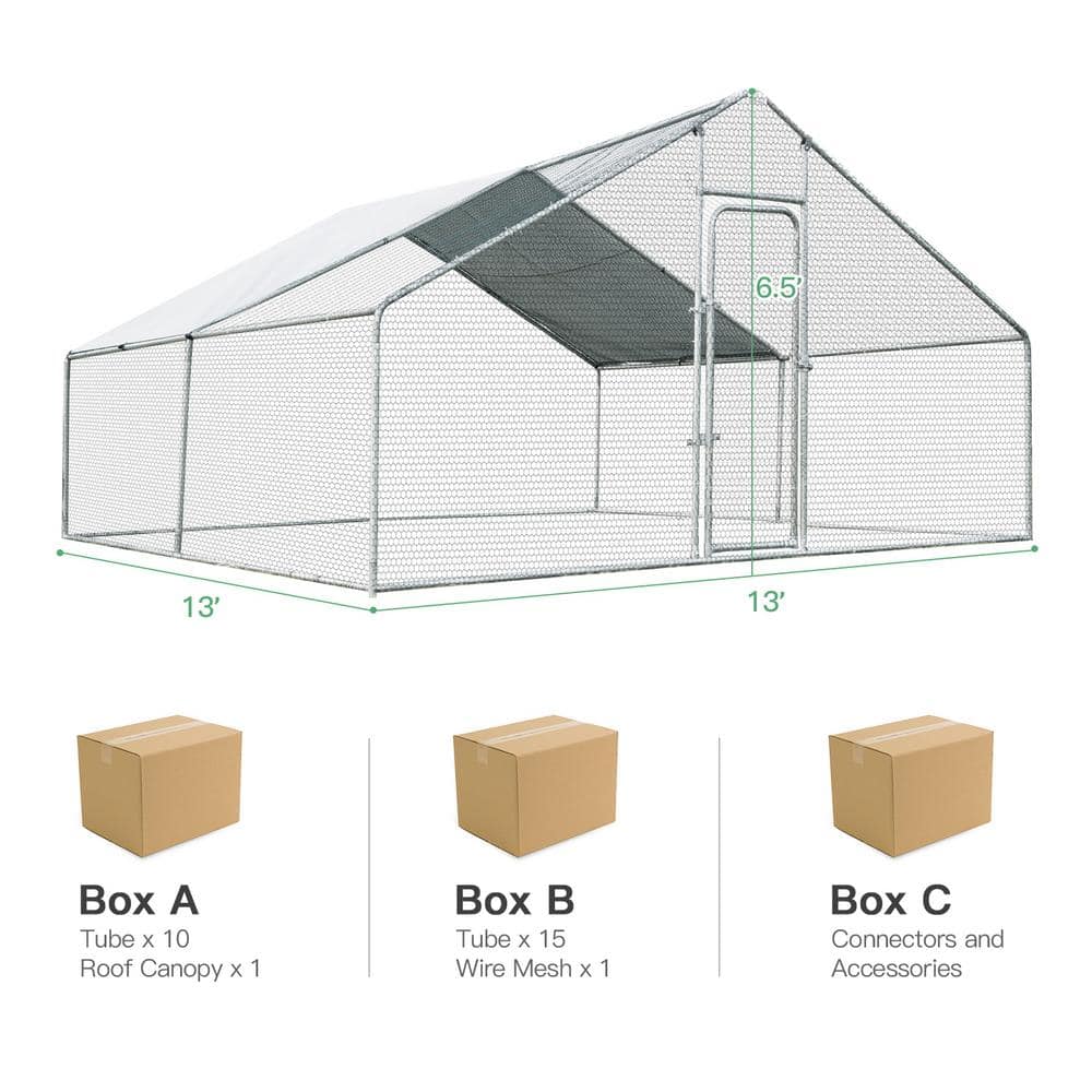 13' x 13' White Galvanized Steel Outdoor Chicken Playpen