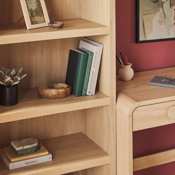 Walker Edison Office Writing And Computer Desk Spacious Desktop, Complementary In Living Spaces, 38 Inch, Reeded Lift-Top Coastal Oak