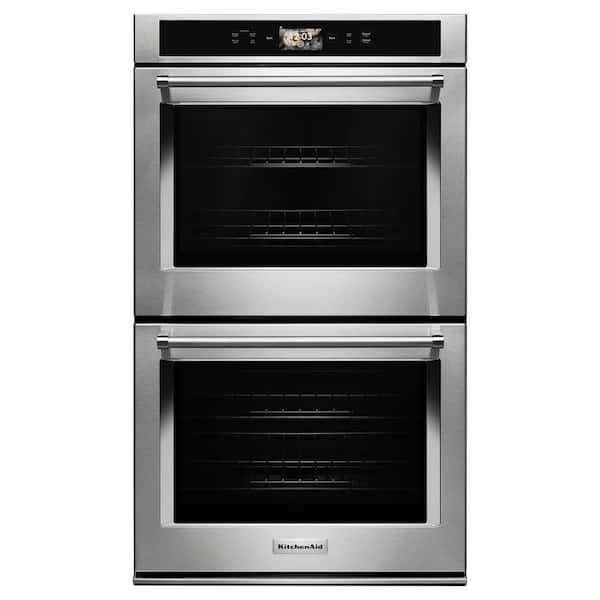 KitchenAid 30 in. Double Electric Smart Wall Oven with Powered Attachments in Stainless Steel