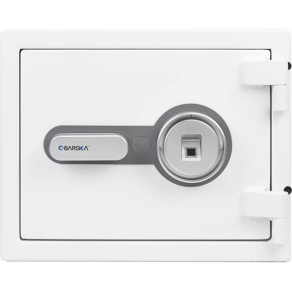 Compact White Steel Biometric Fireproof Safe with Backup Key