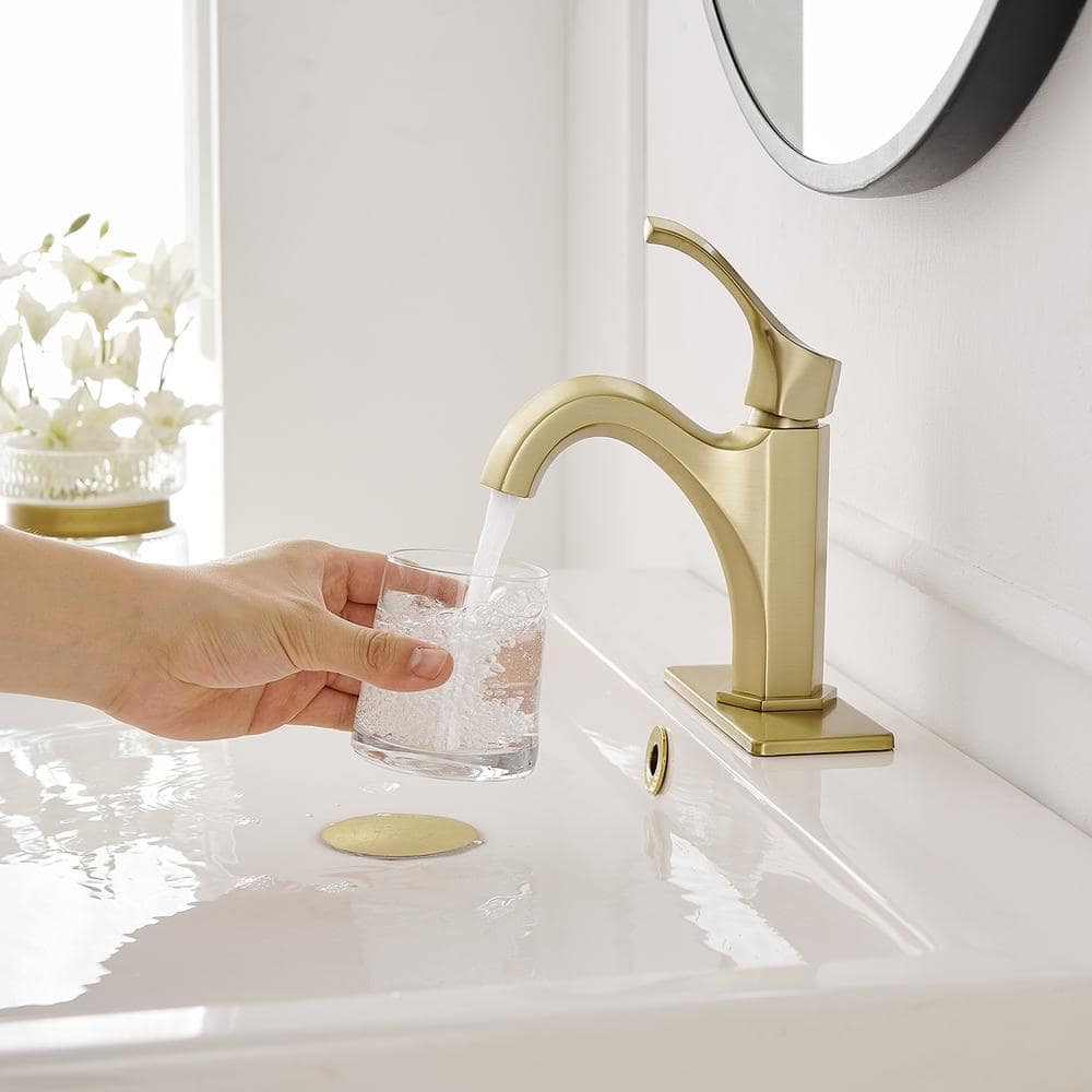 Brushed Gold Single-Handle Modern Bathroom Faucet